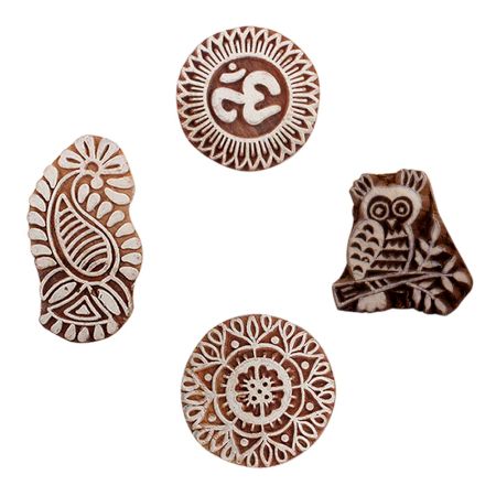 Set of 4 Piece New Mix Wooden Printing Blocks